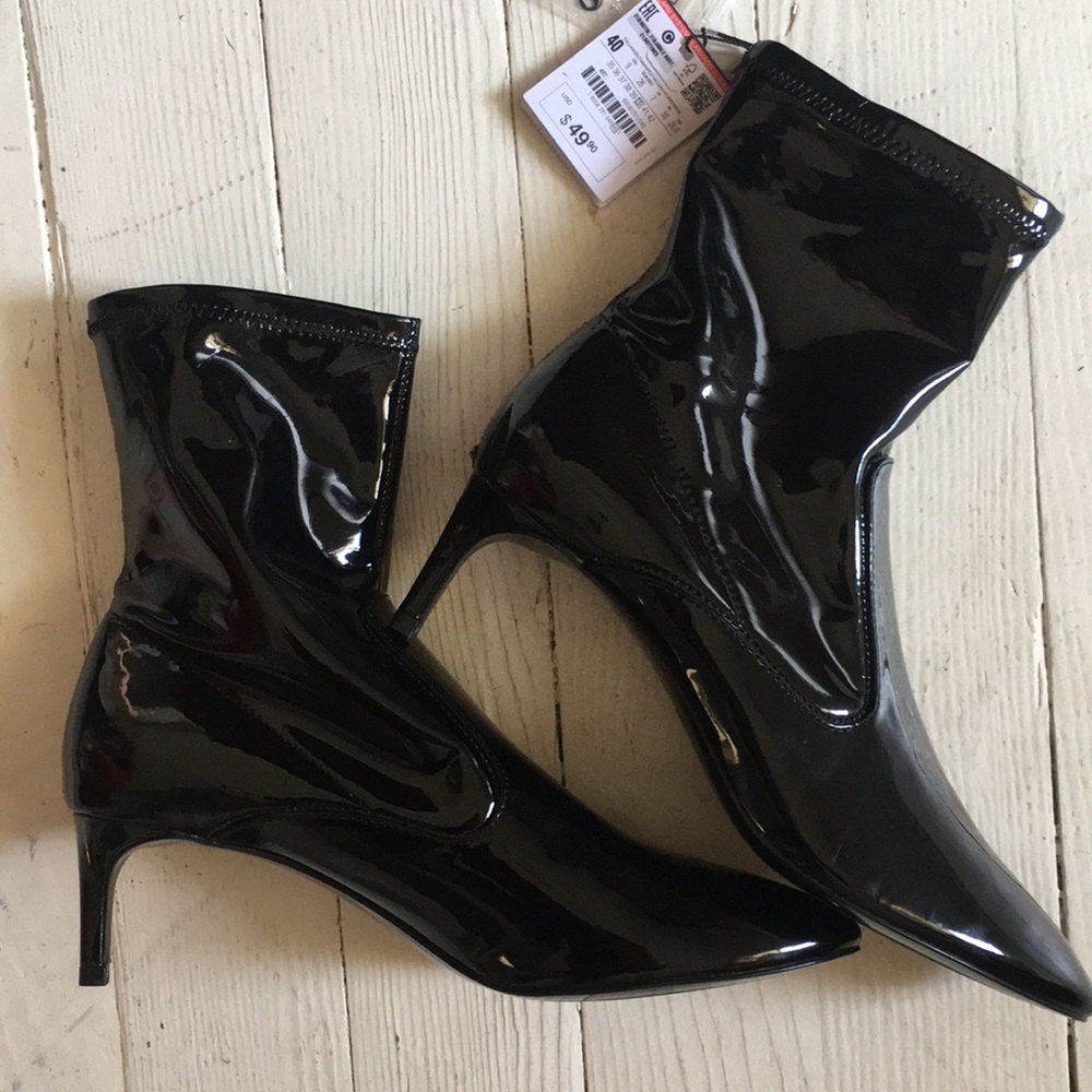 *SOLD* Zara Patent Leather Heeled Ankle Boot